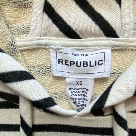 FOR THE REPUBLIC Junior XS IVORY striped  HOODIE - Picture 4 of 7